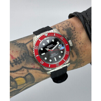 Custom Seiko Mod • Red Carbon “F*ck Em” Titanium Submariner • 40mm